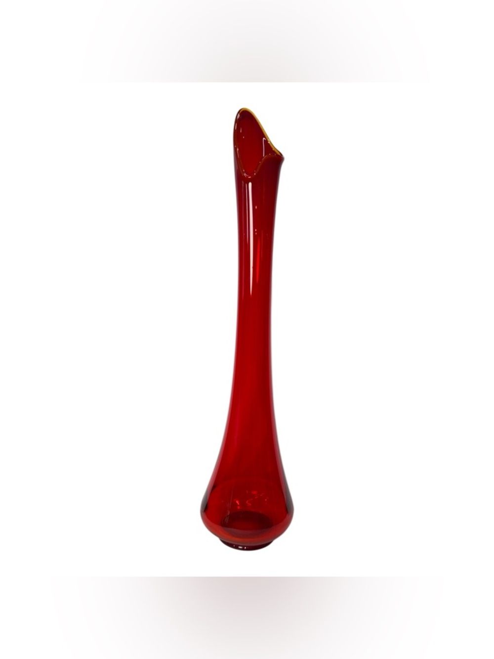 Vintage LE Smith Swung Vase Ruby Red Amberina Huge 27.75" Tall, 6.5" Wide MCM